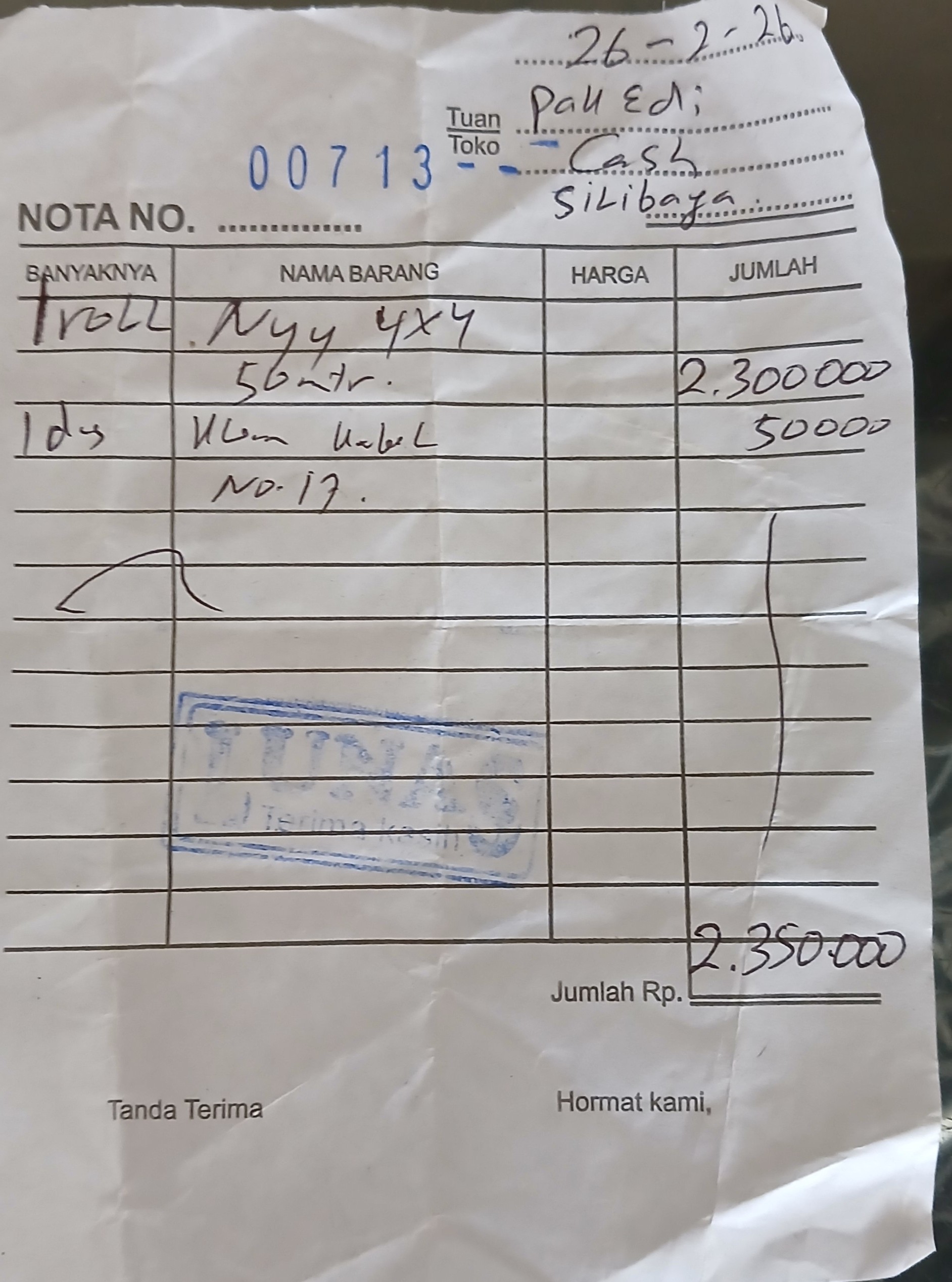 Dokumentasi Kabel NYY Hitam 4x4 4mm 50meter